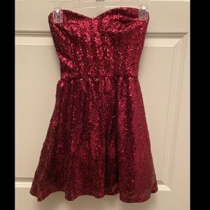 Maroon Sequins Party Dress